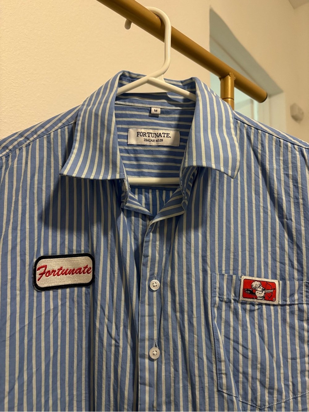 Fortunate LA Pinstripe Mechanic Cropped Button Up - Picture 2 of 3